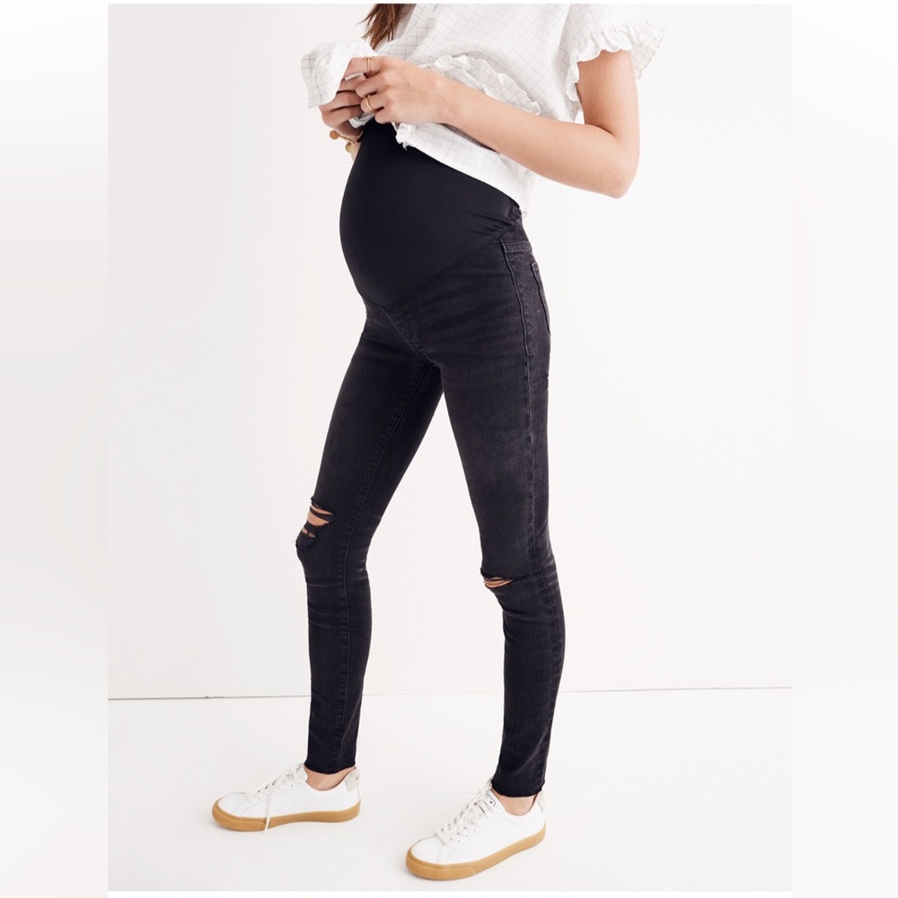 Madewell Maternity Over-the-Belly Skinny Jeans in Black Sea size 24